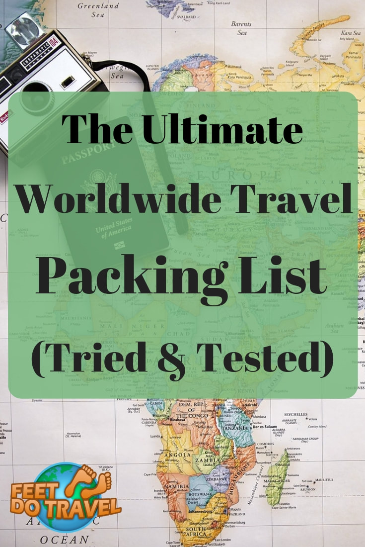 This is the ultimate packing list for worldwide Travel. Feet Do Travel share their packing tips for all your travel essentials; international travel, backpacking, cruise travel or a European break. Toiletries, electronics, anti-theft protection and how to travel plastic free. #pack #packing #packingtips #packinglist #suitcase #backpack #cruise #traveltipspacking #traveltips #travelchecklist #travelessentials #travel #travelblog #travelblogger #travelling #travelguides #traveladvice