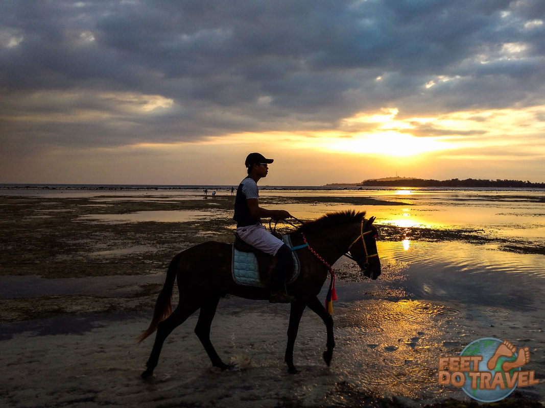 Best sunset spots on Gili Air, Indonesia, Gili Islands, paradise tropical island near Bali and Lombok, Things to do in Gili Air, beach sundowners, sea swings, Mount Agung, Feet Do Travel