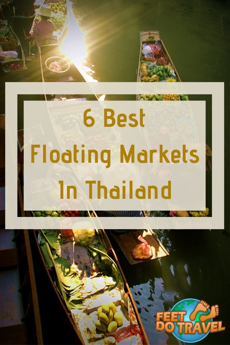 : If you are unsure which floating market to visit on your trip to Thailand, Feet Do Travel will help! This handy guide advises the 6 best floating markets to visit in Thailand. #thailand #bangkok #floatingmarkets #amphawa #damnoensaduak #thingstodo #traveltips #markets #bangkokmarketfood #shopping #thailand #bangkokshopping #bangkoktravel #pattaya