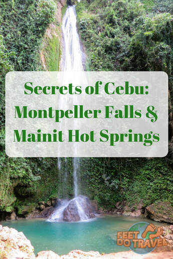 #Cebu, #Philippines has many secrets, two are a day trip from Moalboal; Montpeller Falls in Alegria and Mainit Hot Springs in Malabuyoc. But how do you get to Monpeller Falls, and how do you get to Mainit Hot Springs? It’s possible to do both jungle adventures in one day, Feet Do Travel show you how. #bucketlist #travel #thingstodo #travel #travelblog #travelblogger #traveltips #travelling #travelguides #traveladvice